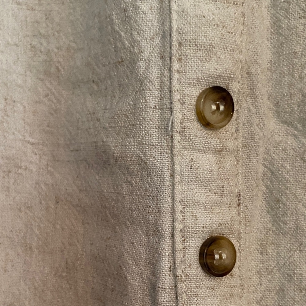 Button-Front Cream Midi Skirt with Elastic Waist - Picture 3 of 7